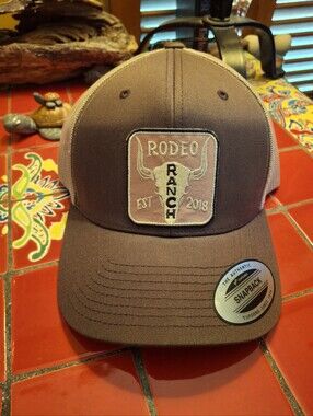 RODEO RANCH TRUCKERS SNAPBACK ADJUSTING CAP YUPOONG NWT BROWN & BEIGE MESH